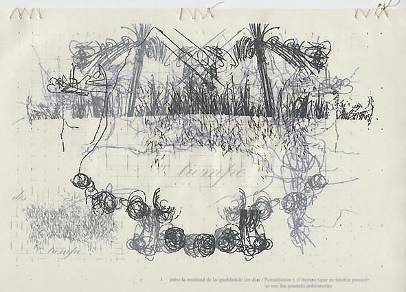7. des-Tiempo - Impresi&oacute;n digital sobre papel sobre pape vegetal y satinado, collage y cosidos de hilo. Formato dinA4, 2009